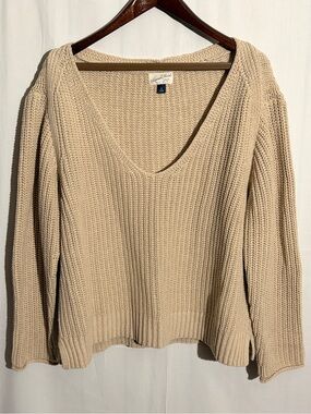 Universal Thread Cream Chunky Ribbed V Neck Sweater XL